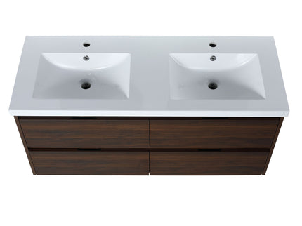 Modern Floating Bathroom Vanity With Dual Resin Sink, Soft Close Drawers