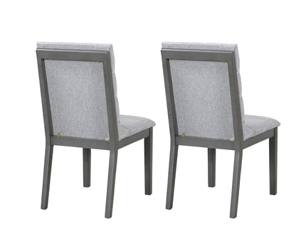 Tufted Upholstery Modern Dining Chairs (Set of 2) Sleek Comfort With Rubber Wood Frame - Gray / Oak