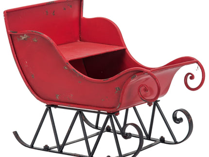 Iron Sleigh Large, Distressed Christmas Santa Sleigh Holiday Decoration
