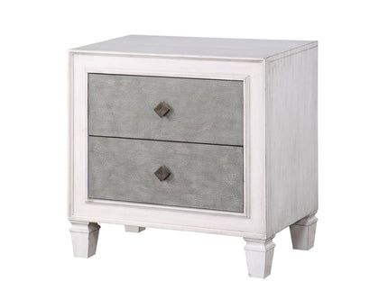 Katia - Weathered Night Stand - Gray / White