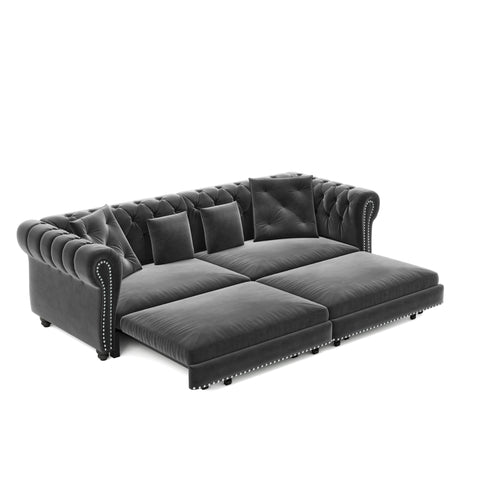 3 In 1 Convertible Sleeper Sofa Bed With Movable Ottoman