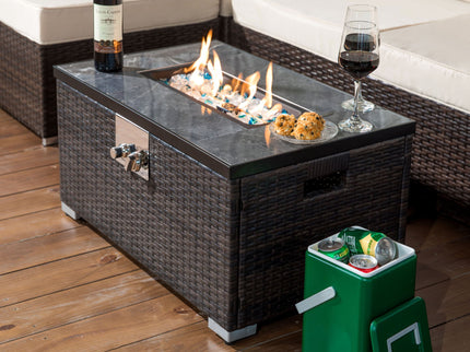 Outdoor Propane Fire Pit Table - Brown
