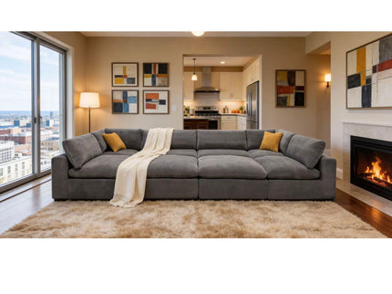 Custom Configuration Modular Sectional & Toss Pillows