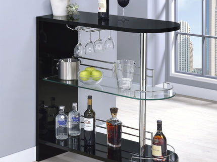 Karinna - 2 Tier Home Bar Table With Shelf - Silver