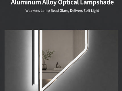 36 X 36 LED Bathroom Mirror With Dimmable Frosted Light Band, 3 Color Temperatures, Anti Fog, Memory & Auto Off - Silver
