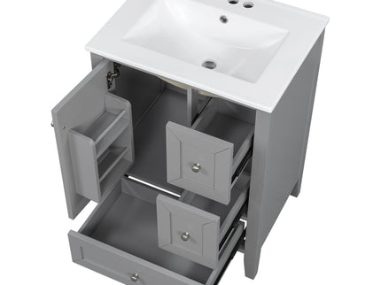 Modern Bathroom Vanity With Sink, Freestanding Cabinet With Drawers And Shelves