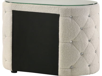 Santiago - Oval 2 Drawer Upholstered Nightstand - Ivory