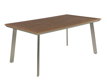 Outdoor Dining Table With Eucalyptus Wood Topped - Silver