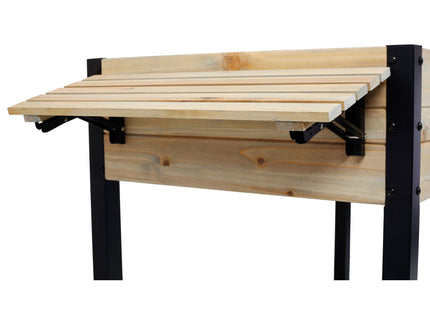 Raised Garden Bed With Metal Legs And Folding Storage Shelf