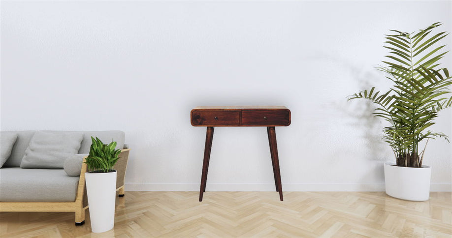 Curved Hallway Table - Chestnut