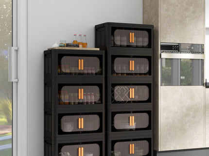 Folding Storage Cabinet With Magnetic Doors And Wheels