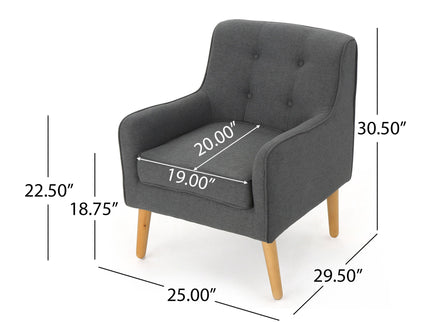 Modern Arm Chair With Tufted Back And Wooden Legs