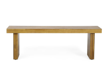 Nahanni - Rustic Acacia Wood Bench With Slat Design - Natural