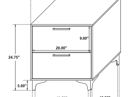 2 Drawer Rectangular Nightstand - Black
