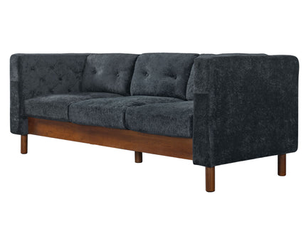 3 Seater Sofa With Square Arms, Tufted Pillow Back For Living Room