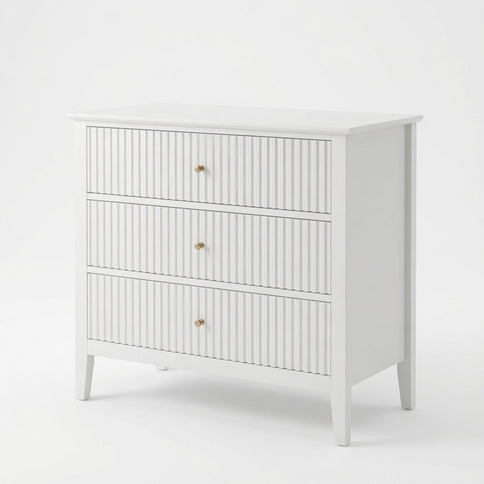 3 Drawer Nightstand, Wide With Soft Close Slides - White