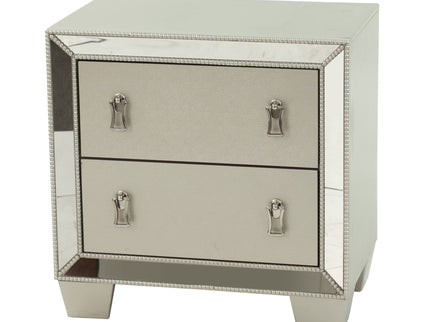 Nightstand With 2 Drawers And Mirror Accent - Silver