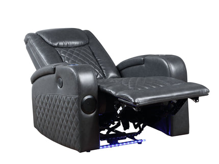 Alair - Leather Aire Power Motion Recliner With Bluetooth, Wireless Charger Cupholder - Dark Gray