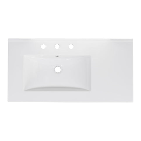 Bathroom Vanity With Ceramic Sink Combo, Abundant Storage Cabinet 2 Soft Close Doors And 5 Drawers