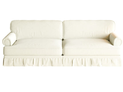 Luxuriously Comfortable Cloud Couch Sofa With Elegant Rolled Arms & Pleated Skirt Design