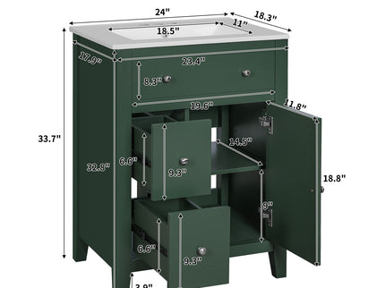 Bathroom Vanity With Basin, Rectangular Cabinet With 2 Drawers And Soft Closing Door