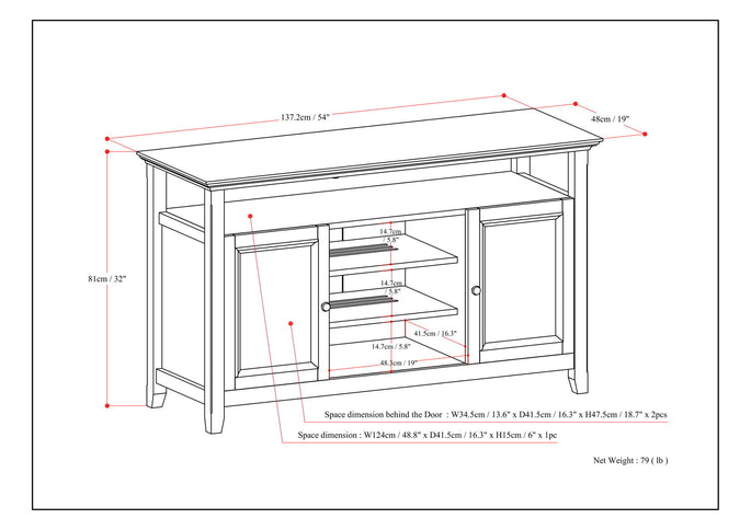 Amherst - TV Media Stand, Handcrafted