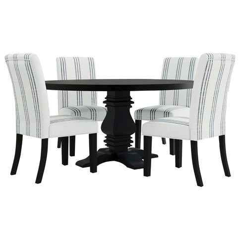 Draper - Upholstered Dining Chair (Set of 2) With Vertical Stripes - Beige