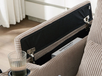 Convertible Chaise Lounge Sofa Chair With USB Ports, Cup Holders, Phone Holder And Storage