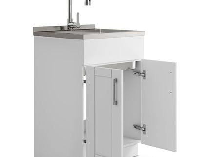 Shaker - Modern Wide, Laundry Cabinet With Faucet And Stainless Steel Sink