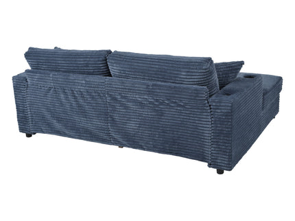 Oversized Loveseat Chaise With 2 USB Ports, 2 Cup Holders And 2 Throw Pillows