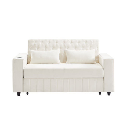 Pull-Out Sofa Bed Convertible Couch With Adjustable Backrest For Living Room