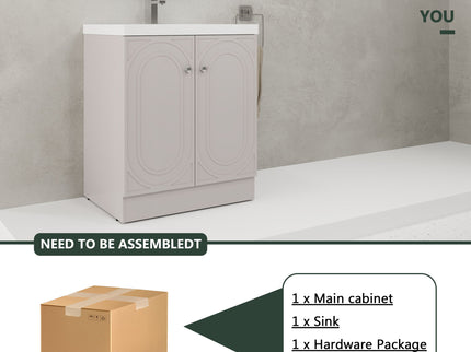 Contemporary Freestanding Bathroom Vanity With Resin Sink & Soft-Close Cabinet Doors