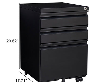 Contemporary 3 Drawer Mobile Filing Cabinet With Lock, Metal Office Storage For Legal / Letter Size