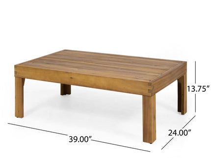 Outdoor Patio Set With Coffee Table And Loveseat - Teak / Beige
