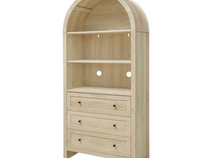 Arched Kitchen Pantry, Modern Farmhouse Wood Kitchen Storage Cabinets, Arched Storage Display Cabinet With Adjustable Shelves, Versatile Cupboard For Kitchen, Dining Room, Living Room - Natural