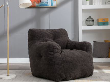 Soft Teddy Fabric Tufted Foam Bean Bag Chair With Teddy Fabric