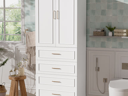 Freestanding Bathroom Cabinet With 3 Drawers, Adjustable Shelf, Soft Close Doors