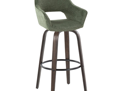 Mustang - Contemporary Fixed Height Barstool With Swivel With Round Footrest (Set of 2)