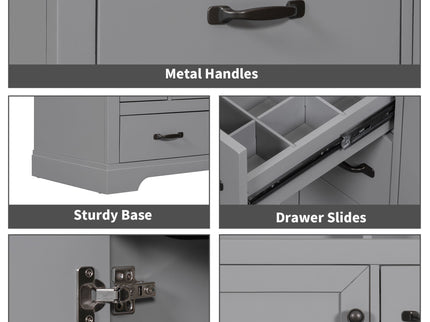 Modern Bathroom Vanity With Sink, 6 Drawers, Adjustable Shelf