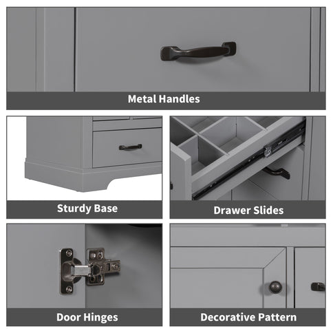 Modern Bathroom Vanity With Sink, 6 Drawers, Adjustable Shelf