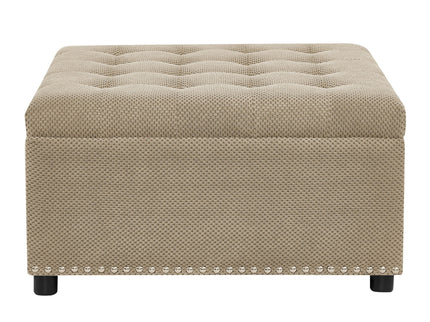 Square Tufted Storage Ottoman With Nailhead Trim