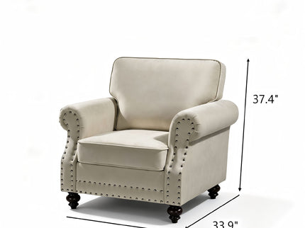 Upholstered Accent Armchair With Turned Legs For Living Room
