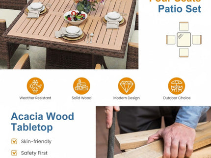 All-Weather Square Rattan Patio Dining Table