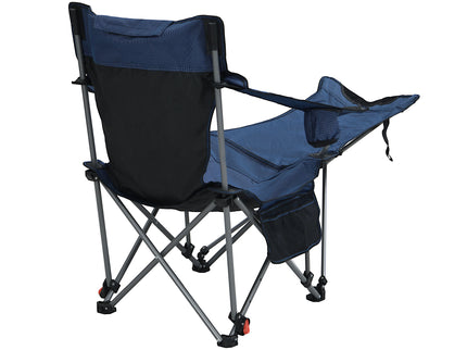 Outdoor Camping Chairs Folding Portable Adjustable Reclining Chair With Side Pockets & Cup Holder - Dark Blue