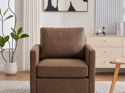 Modern Upholstered Square Swivel Accent Chair With 360 Degree Rotation