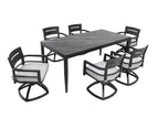 Black / 7 Pc. Table, 6 Swivel Chairs