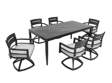Modern Outdoor Patio Dining Set With Table And Chairs With Sunbrella Cushions
