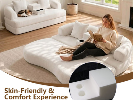 2 In 1 Convertible Sleeper Sofa Bed With Cup Holders