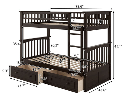Bunk Bed With Drawers, Convertible Design