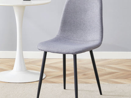 Luxury Simple Chair Linen Cotton High Resilience Dining Chair With Black Metal Legs (Set of 4) - Light Gray